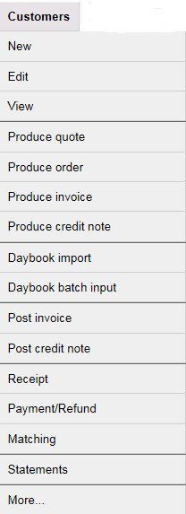 Customer Menu - Overview