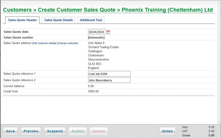 Produce Sales Quotation - Prelude Software Help