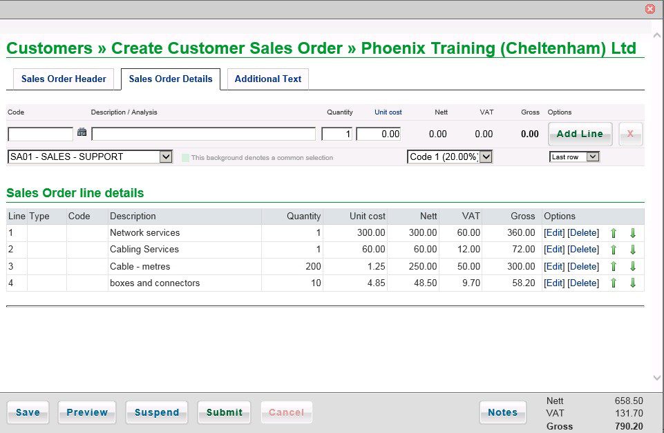 Produce Sales Order