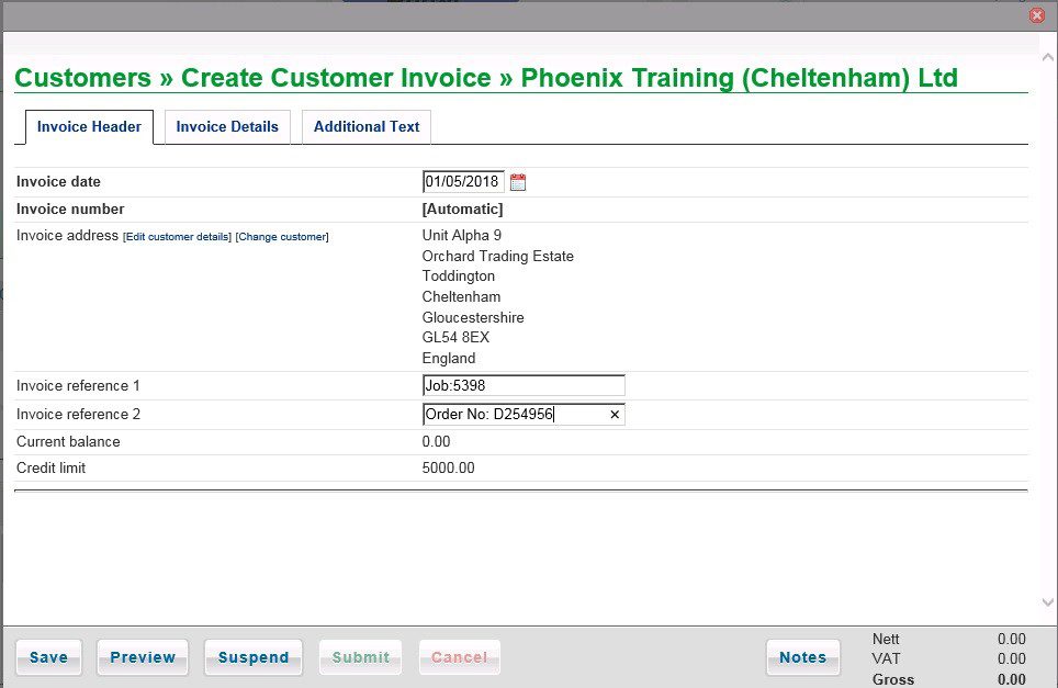 Produce Sales Invoice