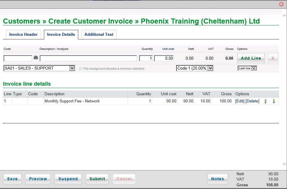 Produce Sales Invoice