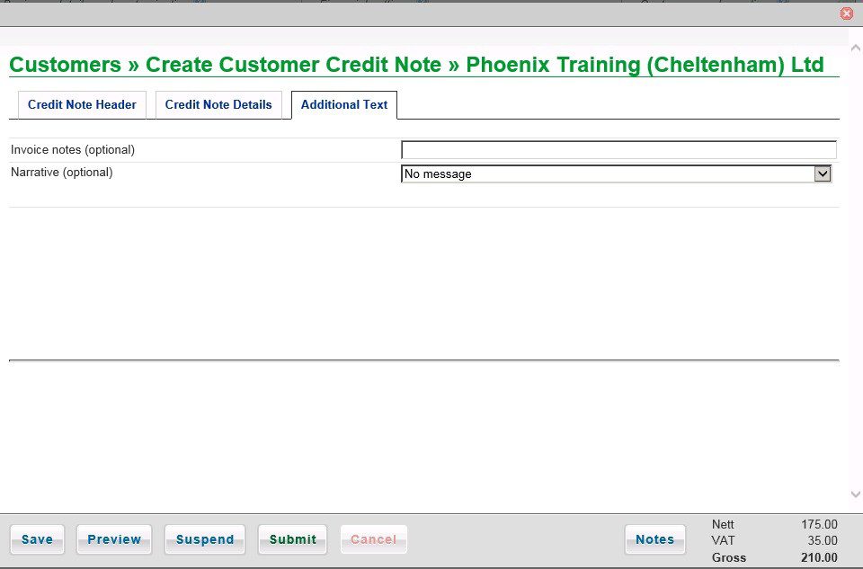 Produce Sales Credit Note