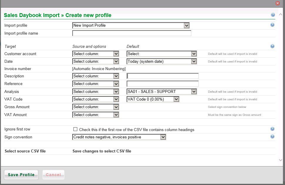 Sales Daybook Import