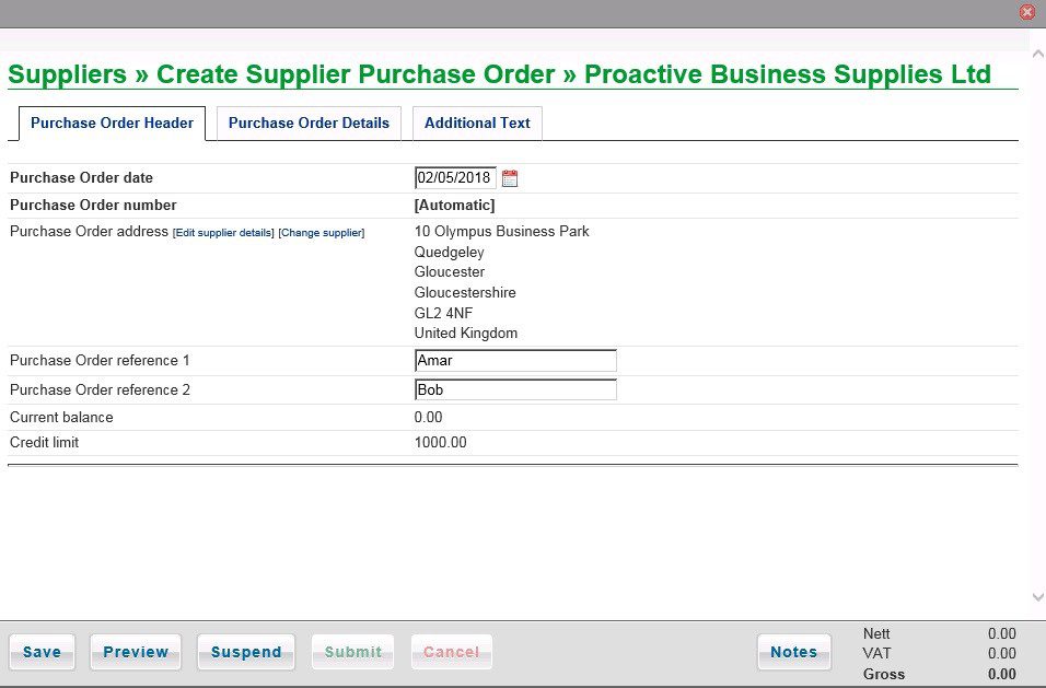 Produce Purchase Order