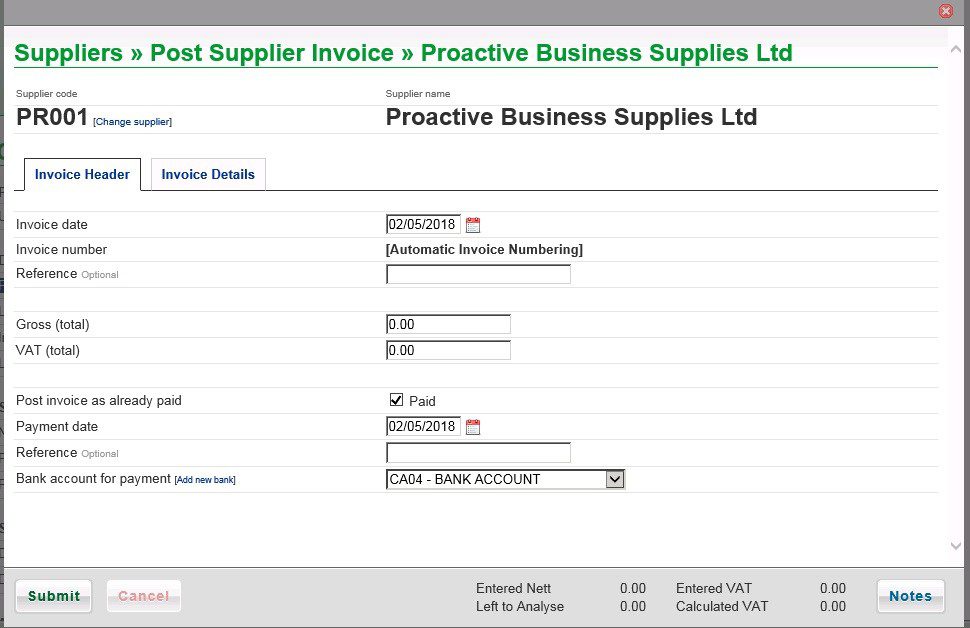 Post Purchase Invoice