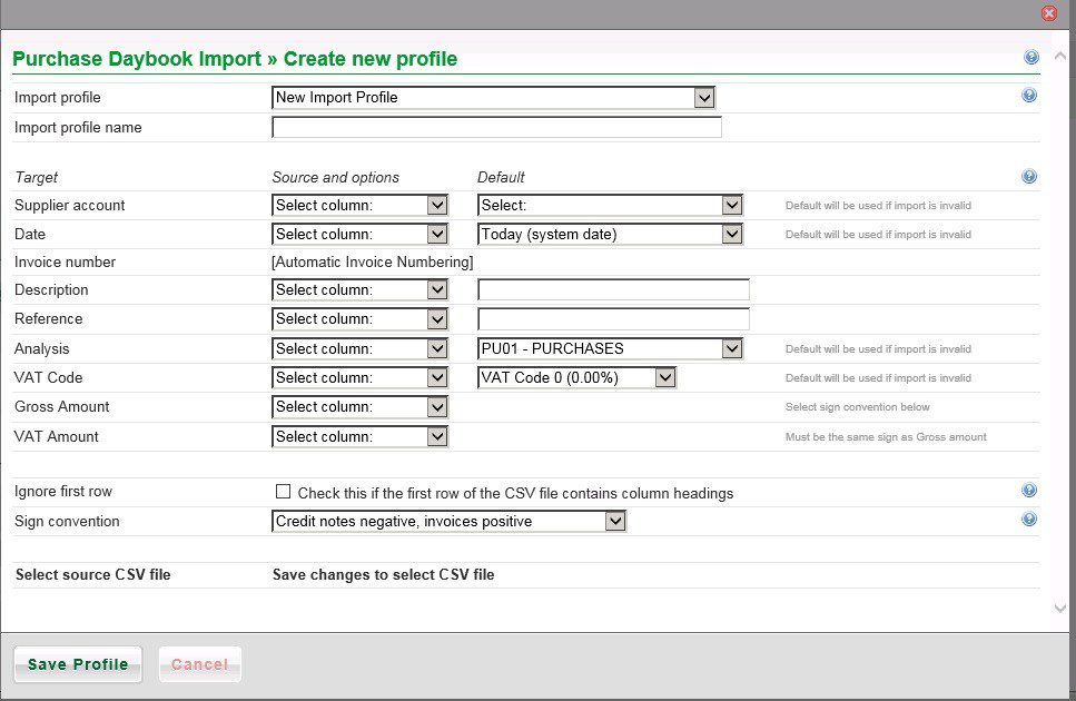 Purchase Daybook Import