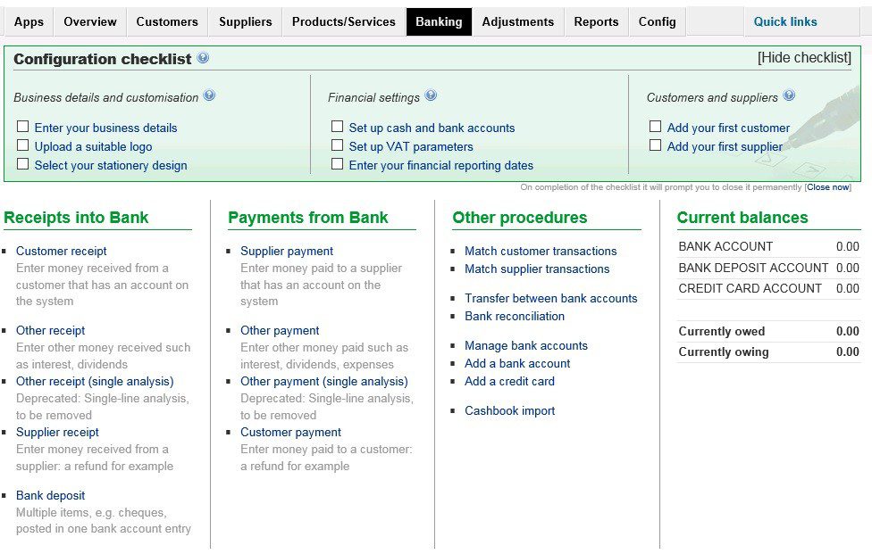 Banking Menu Overview