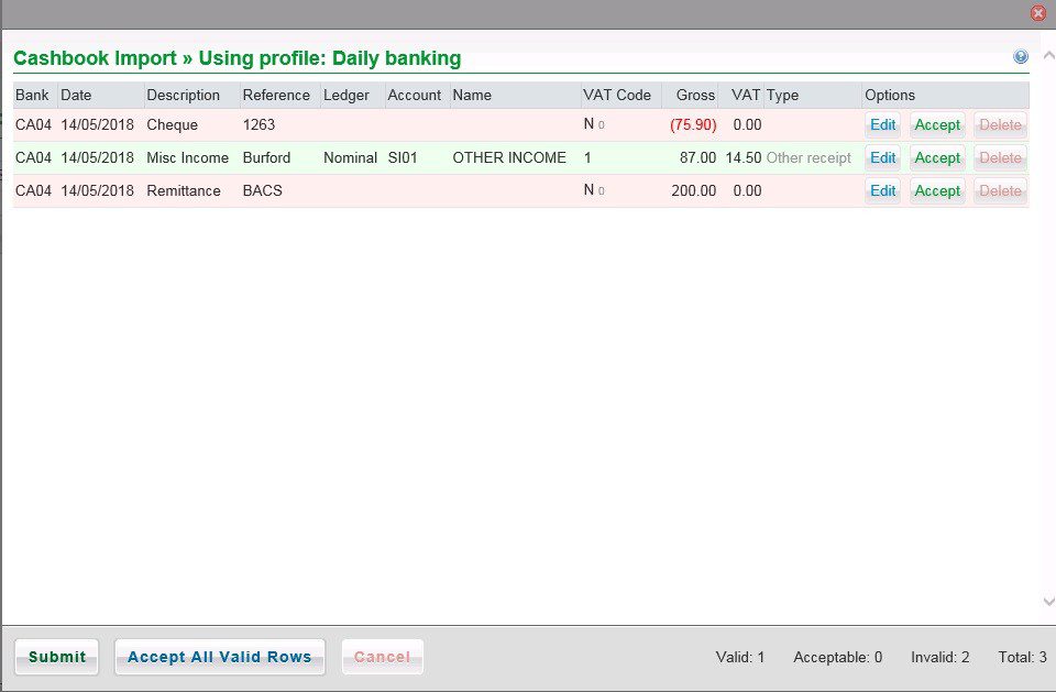 Cash Book Import