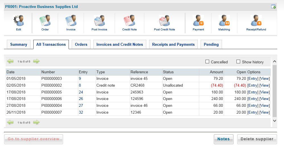 Suppliers Maintenance - Add New, Edit And View