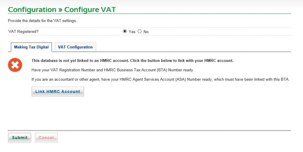 Configure MTD For VAT