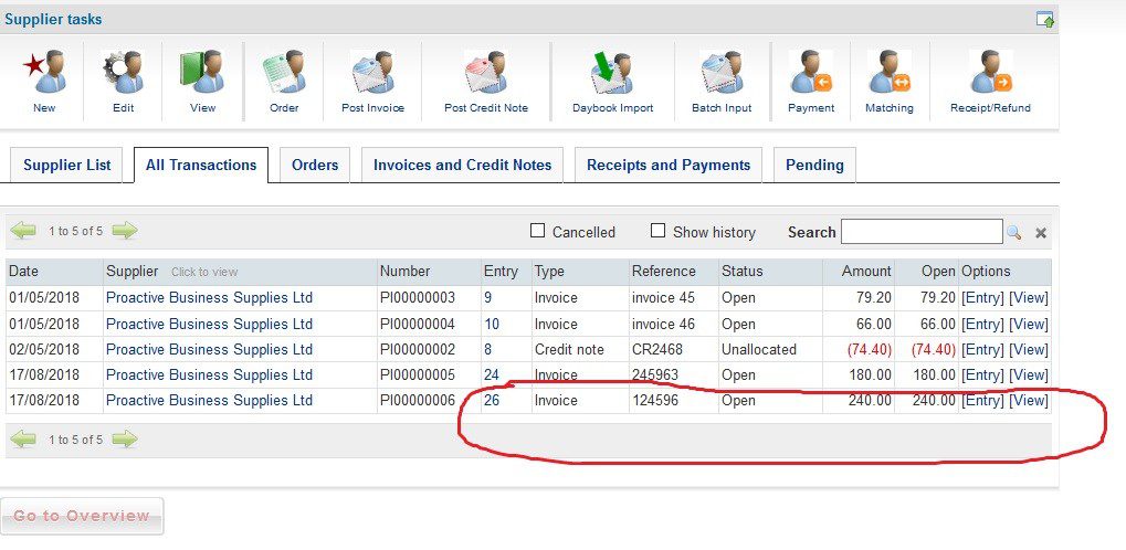 Re-Enter Transactions