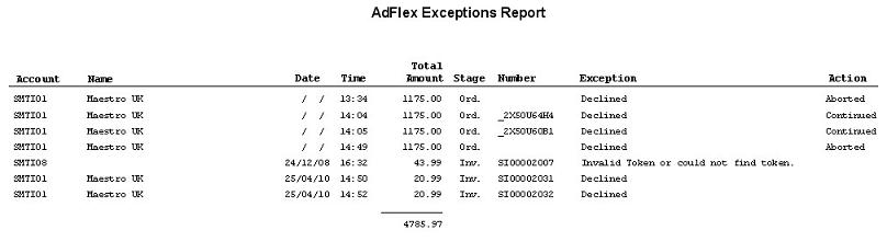 Sales Ledger - Adflex Transaction And Exceptions Reports