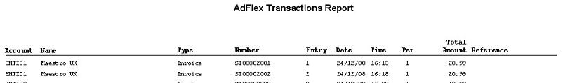 Sales Ledger - Adflex Transaction And Exceptions Reports