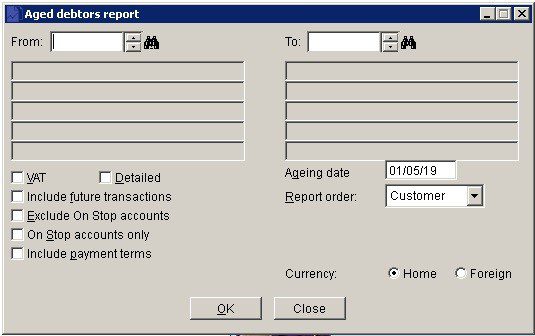 Sales Ledger - Aged Debtors Report