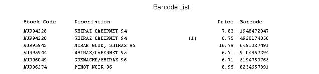 Stock - Barcode List