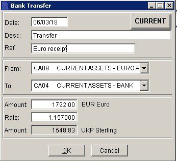 Cash Book - Transfers Between Bank Accounts