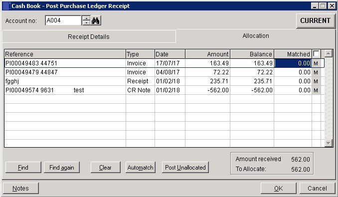 Cash Book - Post A Supplier Refund