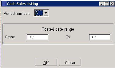 Cash Book - Cash Sales List