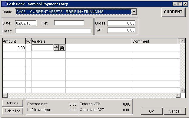 Cash Book - Post Nominal Payments
