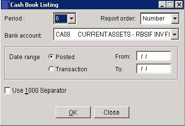 Cash Book - Transactions Report