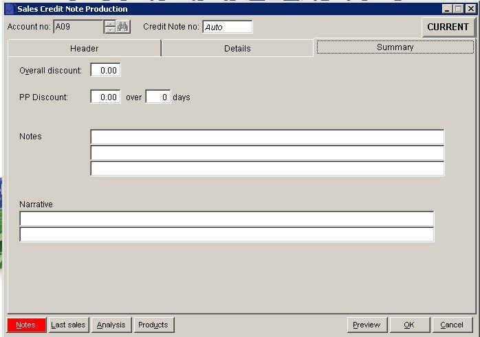 Sales Ledger - Produce Credit Notes