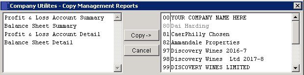 File Menu - Copy Management Reports