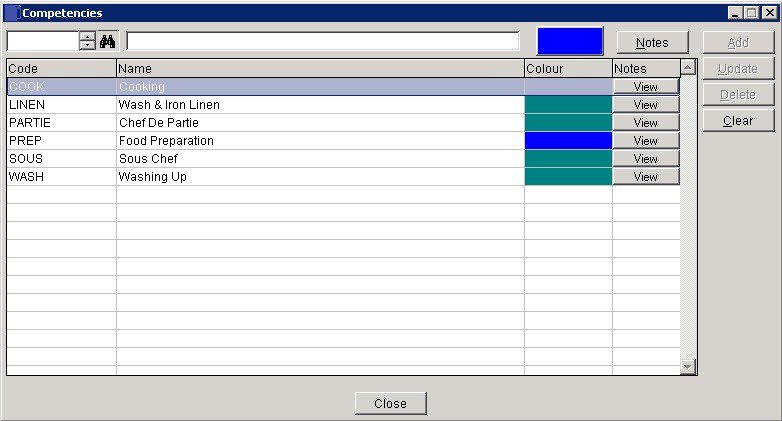 Costing - Lists Maintenance