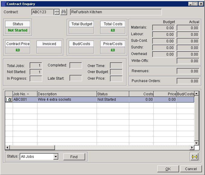 Costing - Contracts Or Jobs Enquiry