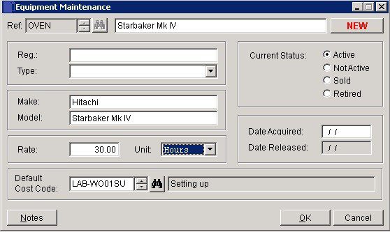 Costing - Lists Maintenance