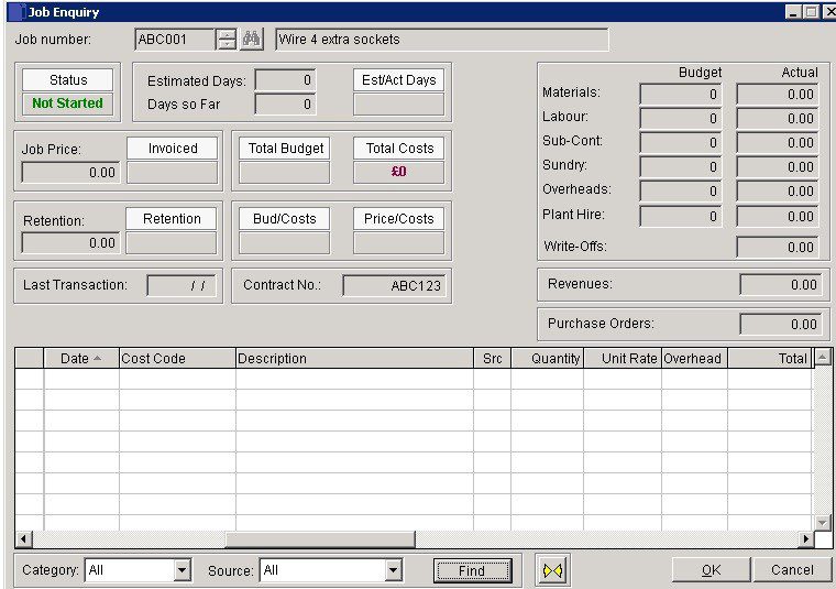 Costing - Contracts Or Jobs Enquiry