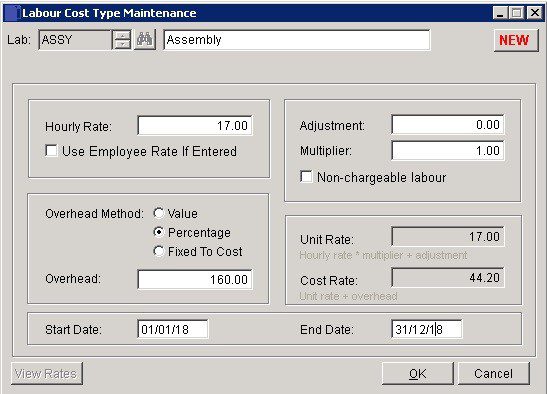 Costing - Create Or Amend Cost Codes