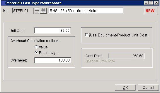 Costing - Create Or Amend Cost Codes