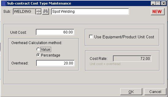 Costing - Create Or Amend Cost Codes