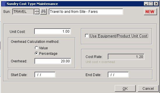 Costing - Create Or Amend Cost Codes