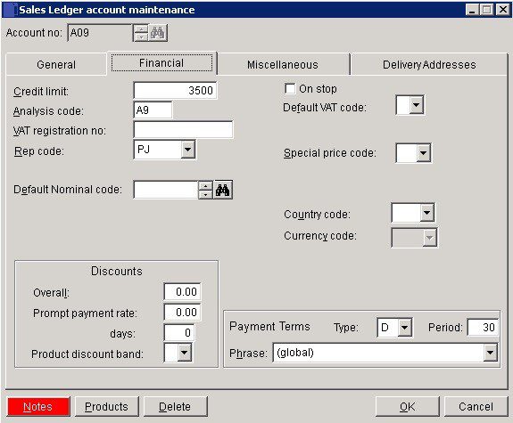 Sales Ledger - Create And Edit Customer Accounts