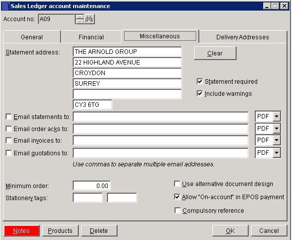 Sales Ledger - Create And Edit Customer Accounts