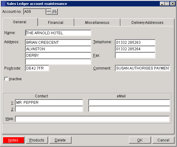 Sales Ledger - Create And Edit Customer Accounts