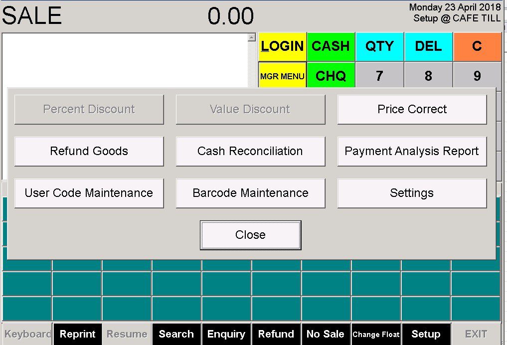 DTill - Manager Menu