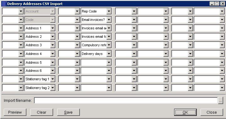 Sales Ledger - Import Delivery Addresses