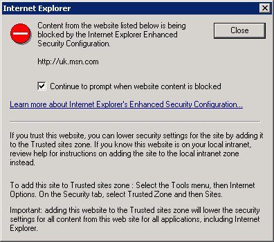 Internet Explorer Security Warning