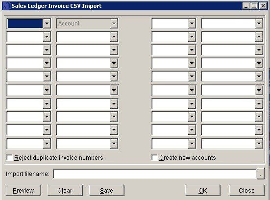 Sales Ledger - Import Transactions