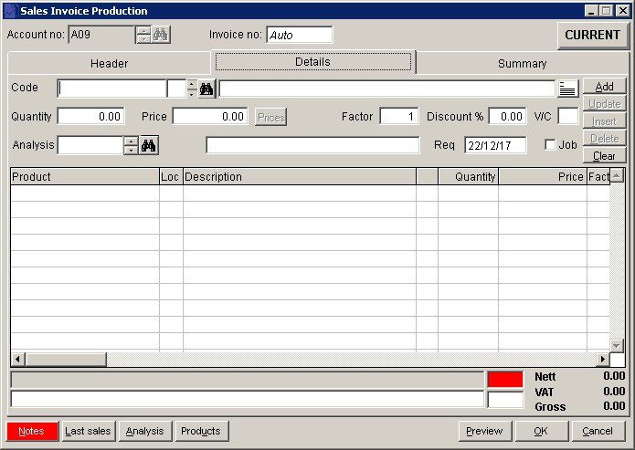 Sales Ledger - Produce Invoices