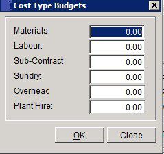 Costing - Create Or Amend Jobs Or Contracts