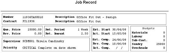 Costing - Contracts And Jobs Reports