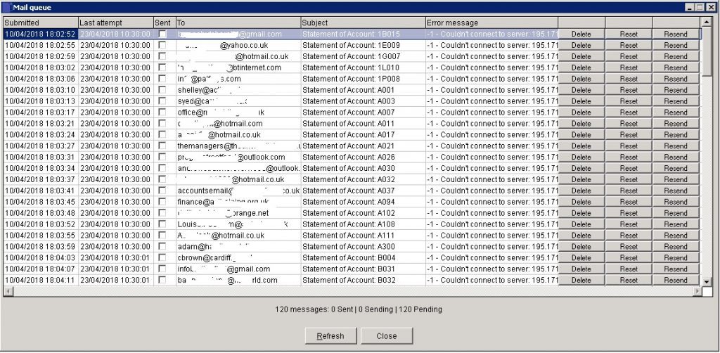 Status Menu - Mail Queue