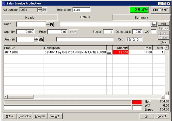 Sales Ledger - Produce Invoices