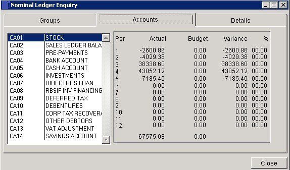 Nominal Ledger Enquiry