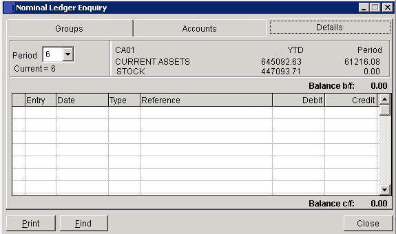 Nominal Ledger Enquiry