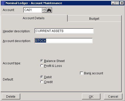 Create And Edit Nominal Ledger Accounts