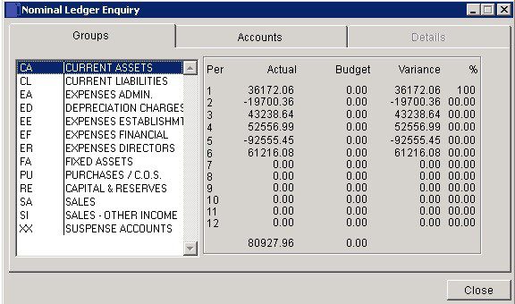 Nominal Ledger Enquiry